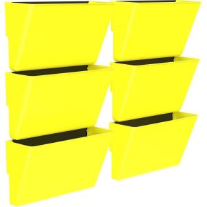 Storex Legal-Size Magnetic Wall Pocket – Plastic File Organizer, Heavy-Duty Magnet Holds 5lbs, School Yellow, 6-Pack (70232U06C)(Class Yellow)