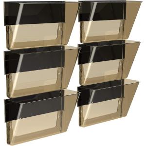 Storex Letter-Size Magnetic Wall Pocket – Plastic File Organizer, Heavy-Duty Magnet Holds 5lbs, Smoke, 6-Pack (70235B06C)