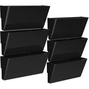 Storex Magnetic Wall Pocket, Legal Size, 4.5 x 16.25 x 4.5 Inches, Black,(70226B06C), Pack of 6