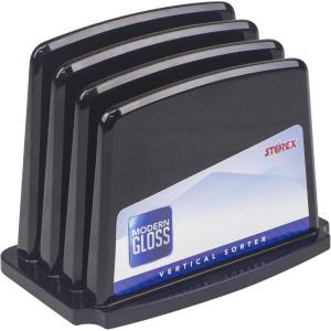 Storex Modern Gloss Vertical Sorter, 8 x 5 x 6 Inches, Black, 4-Pack (00146E04C)(Black)