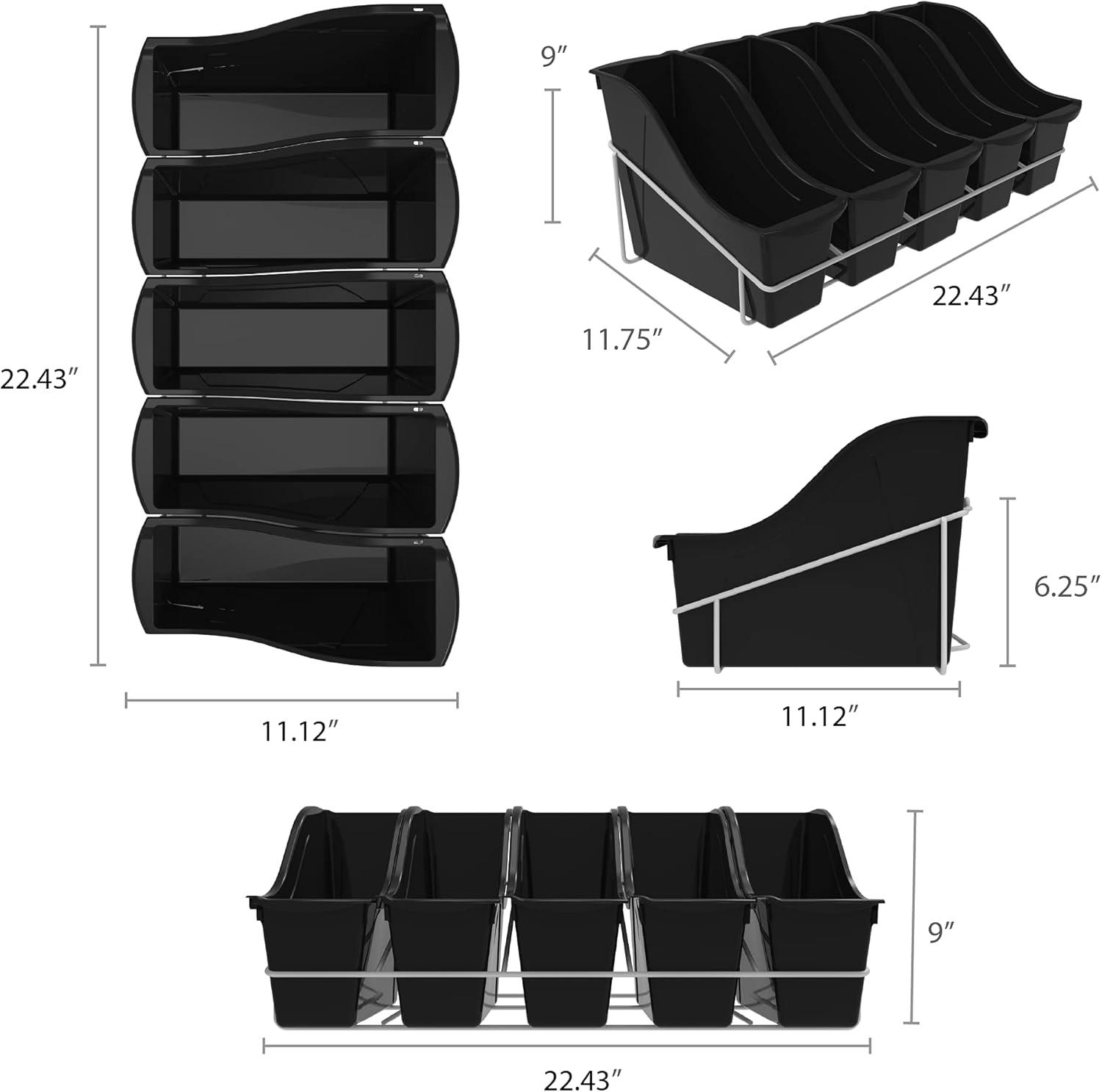 imageStorex 71151U01C Metal Shelf Rack Fits 5 Small Book Bins Bins Sold Separately WhiteBlack