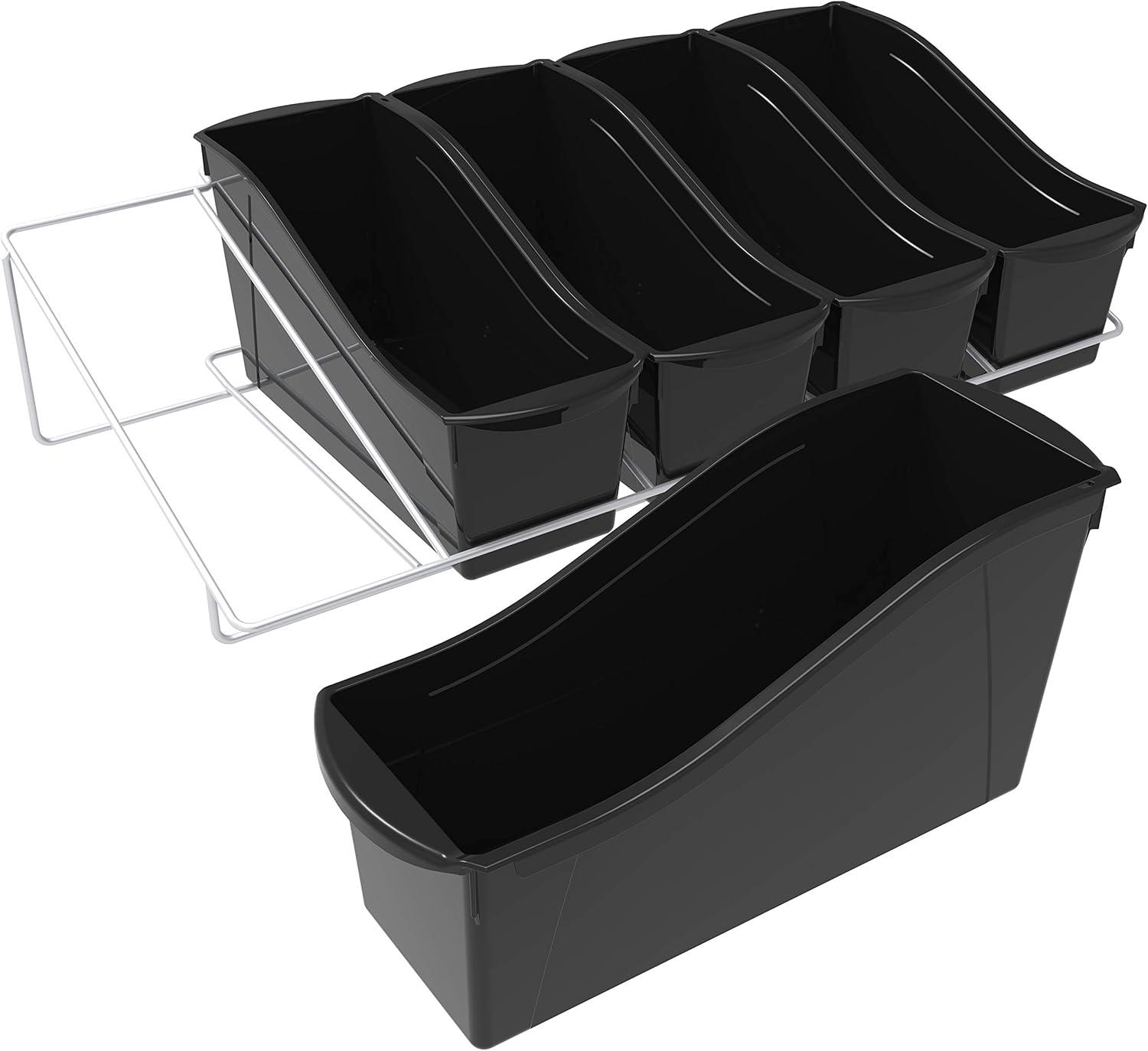 imageStorex 71151U01C Metal Shelf Rack Fits 5 Small Book Bins Bins Sold Separately WhiteBlack