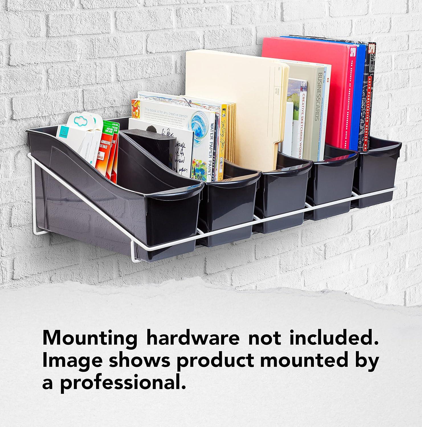 imageStorex 71151U01C Metal Shelf Rack Fits 5 Small Book Bins Bins Sold Separately WhiteBlack