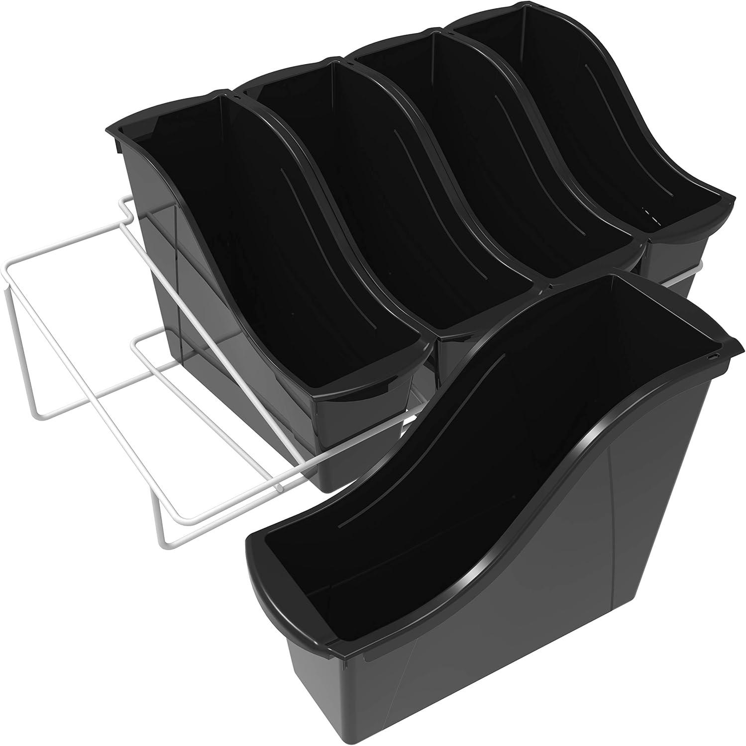 imageStorex 71151U01C Metal Shelf Rack Fits 5 Small Book Bins Bins Sold Separately WhiteBlack