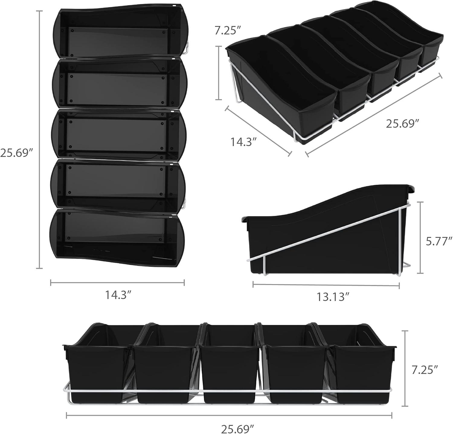 imageStorex 71151U01C Metal Shelf Rack Fits 5 Small Book Bins Bins Sold Separately WhiteBlack