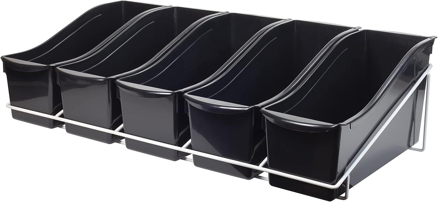 imageStorex 71151U01C Metal Shelf Rack Fits 5 Small Book Bins Bins Sold Separately WhiteBlack