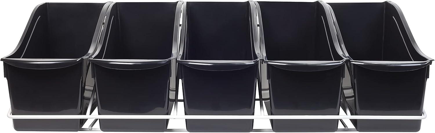 imageStorex 71151U01C Metal Shelf Rack Fits 5 Small Book Bins Bins Sold Separately WhiteBlack