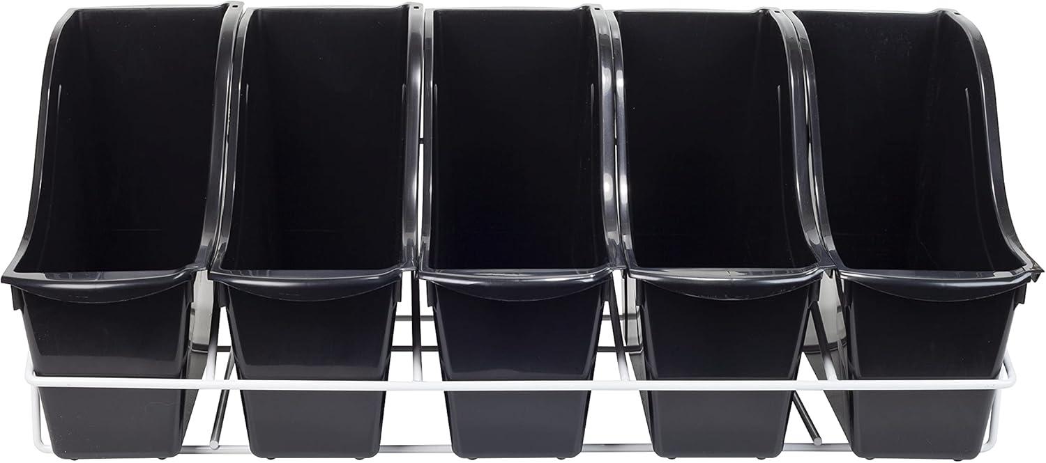 imageStorex 71151U01C Metal Shelf Rack Fits 5 Small Book Bins Bins Sold Separately WhiteBlack