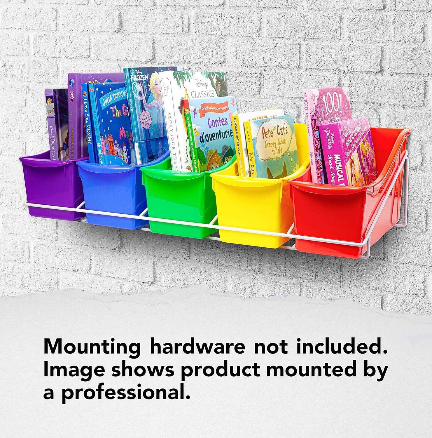 imageStorex 71151U01C Metal Shelf Rack Fits 5 Small Book Bins Bins Sold Separately WhiteWhite