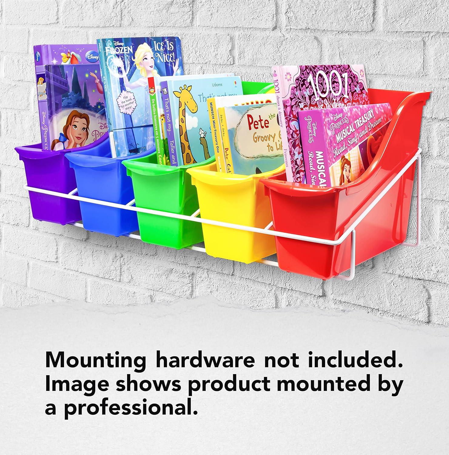 imageStorex 71151U01C Metal Shelf Rack Fits 5 Small Book Bins Bins Sold Separately WhiteWhite