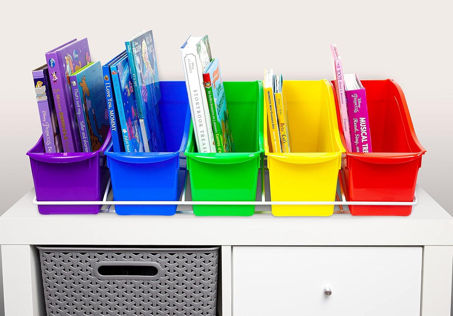 imageStorex 71151U01C Metal Shelf Rack Fits 5 Small Book Bins Bins Sold Separately WhiteWhite