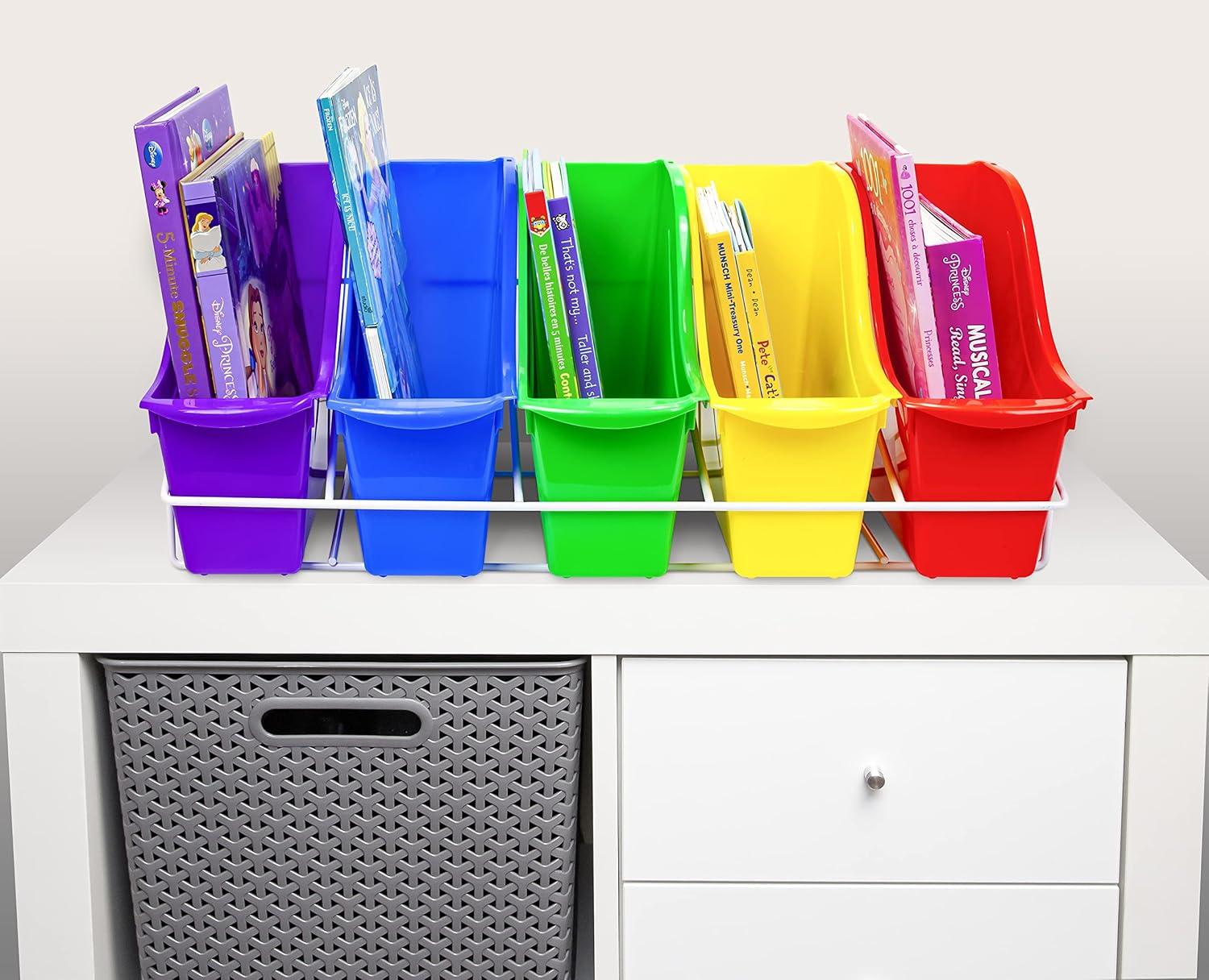 imageStorex 71151U01C Metal Shelf Rack Fits 5 Small Book Bins Bins Sold Separately WhiteWhite
