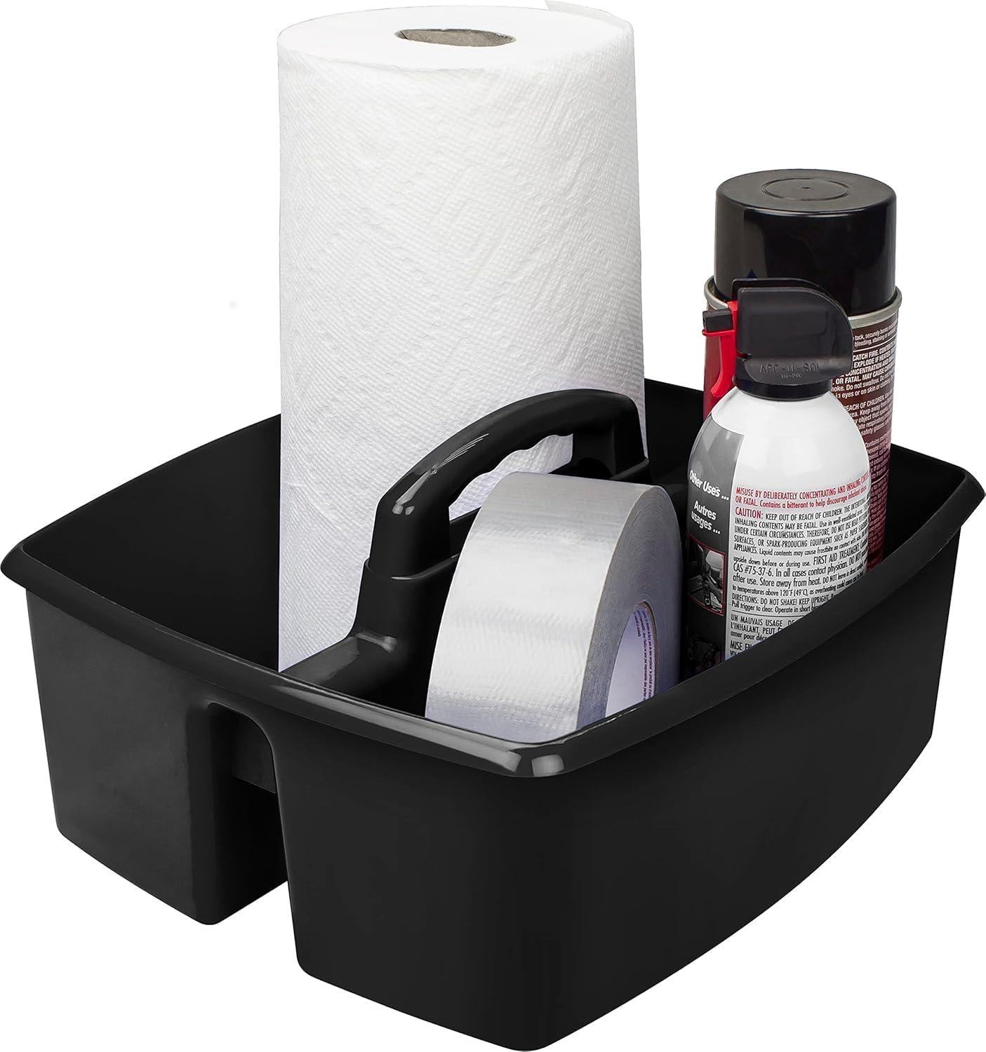 imageStorex Classroom Craft Caddy 3 Compartment Plastic Organizer with Carry Handle Assorted Colors 925 x 525 x 925 Inch Case of Six 5Packs 00941U06CBlack