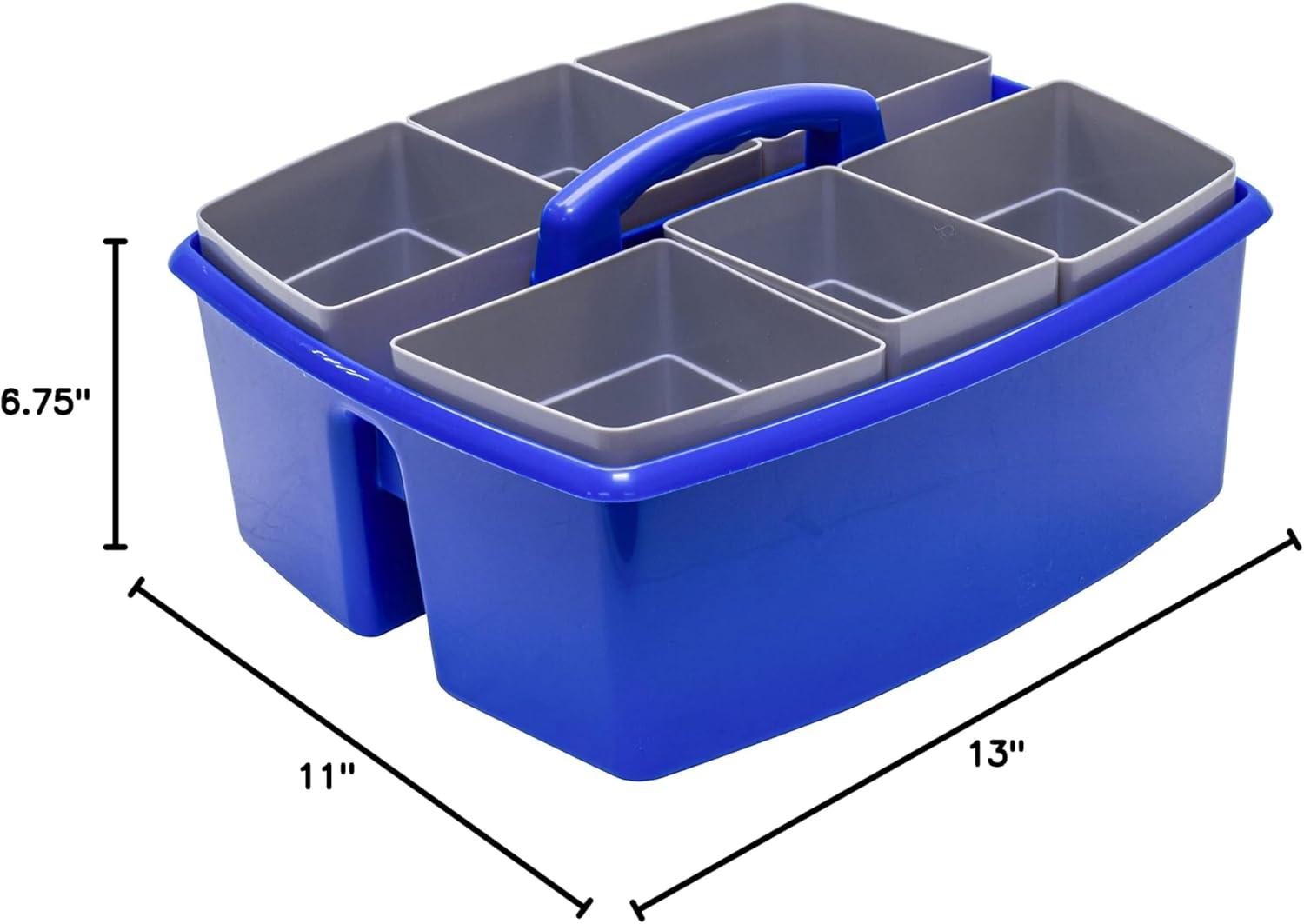 imageStorex Classroom Craft Caddy 3 Compartment Plastic Organizer with Carry Handle Assorted Colors 925 x 525 x 925 Inch Case of Six 5Packs 00941U06CBlue