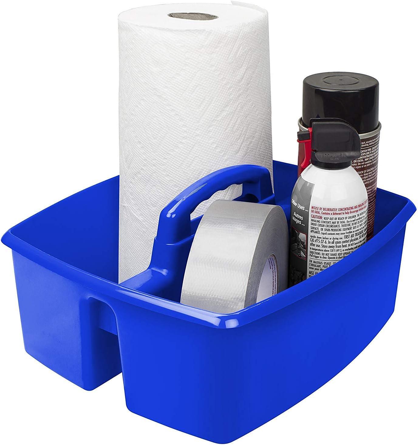 imageStorex Classroom Craft Caddy 3 Compartment Plastic Organizer with Carry Handle Assorted Colors 925 x 525 x 925 Inch Case of Six 5Packs 00941U06CBlue