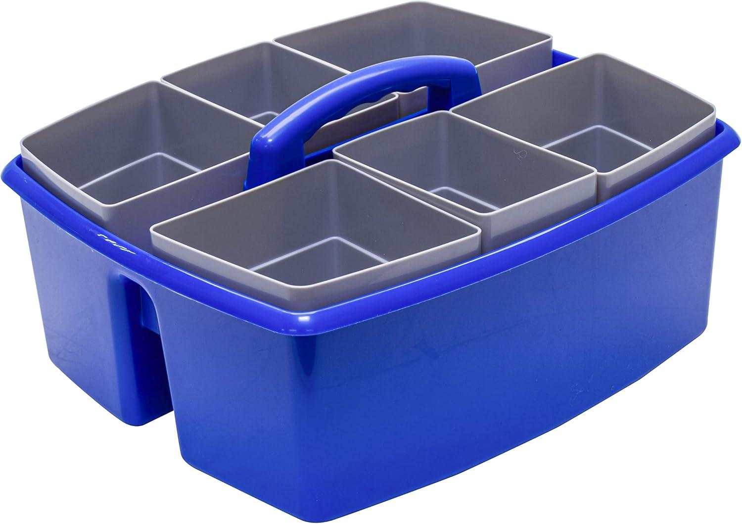 imageStorex Classroom Craft Caddy 3 Compartment Plastic Organizer with Carry Handle Assorted Colors 925 x 525 x 925 Inch Case of Six 5Packs 00941U06CBlue