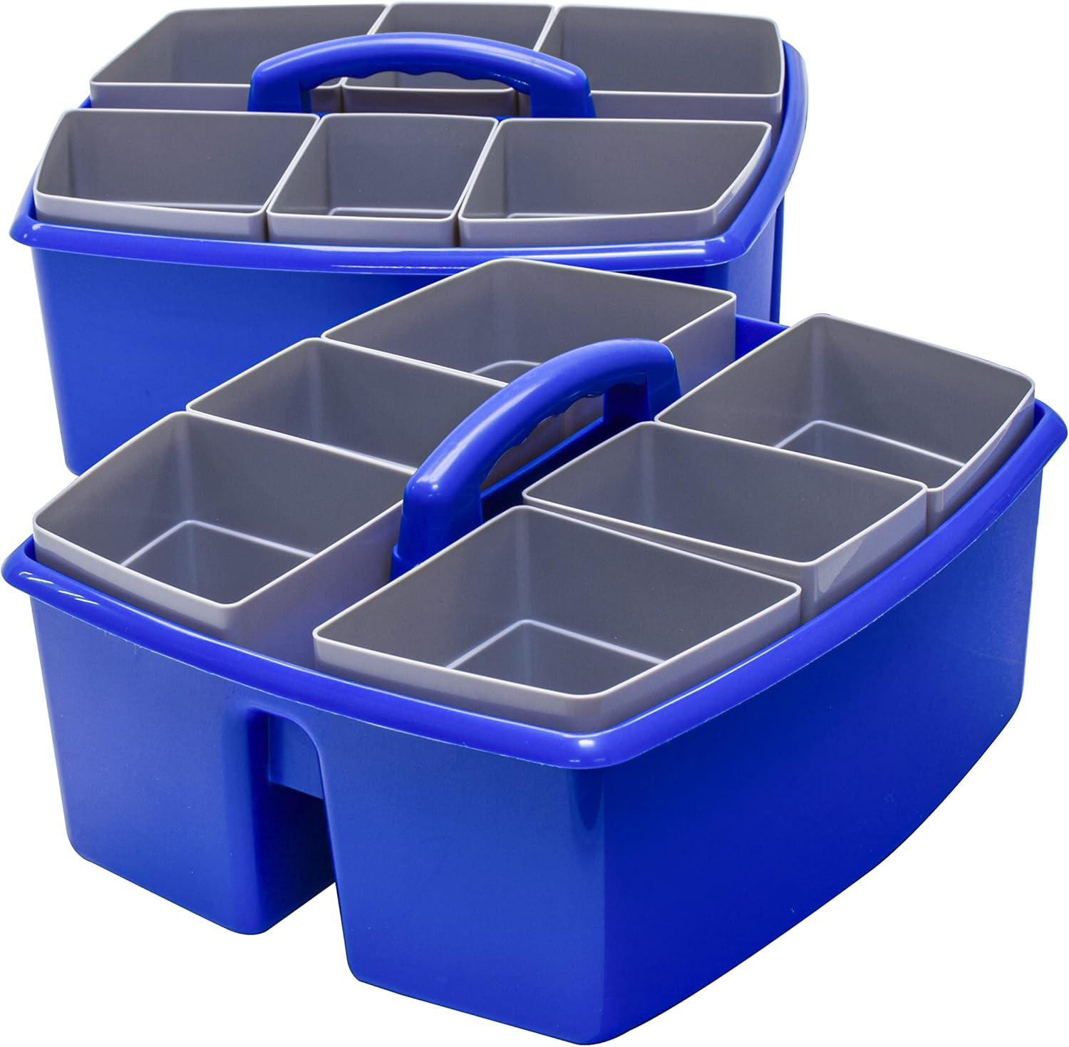 imageStorex Classroom Craft Caddy 3 Compartment Plastic Organizer with Carry Handle Assorted Colors 925 x 525 x 925 Inch Case of Six 5Packs 00941U06CBlue