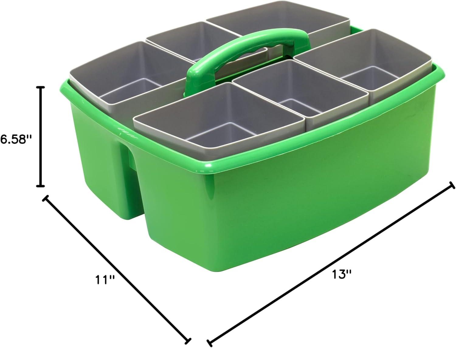 imageStorex Classroom Craft Caddy 3 Compartment Plastic Organizer with Carry Handle Assorted Colors 925 x 525 x 925 Inch Case of Six 5Packs 00941U06CGreen