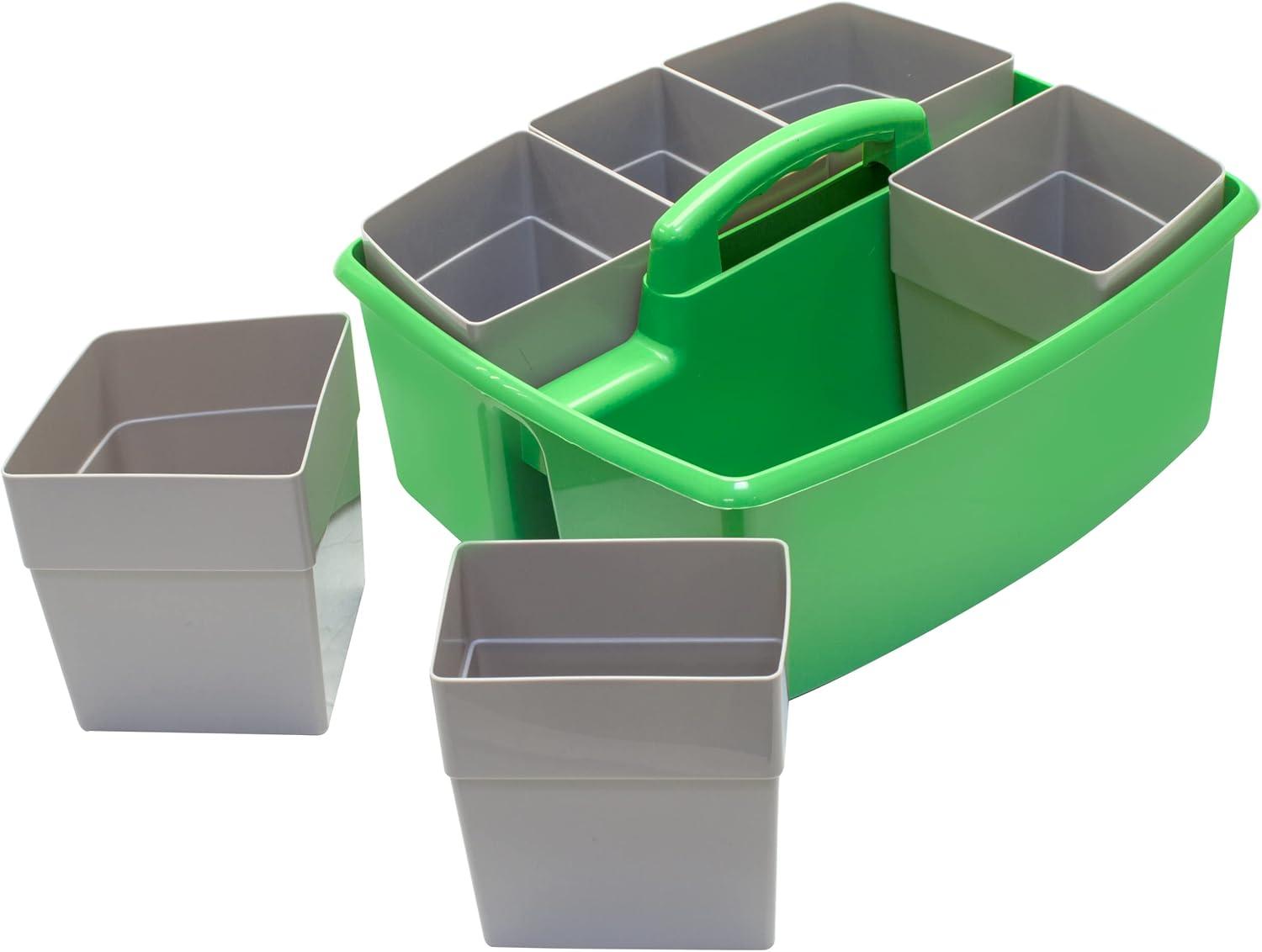 imageStorex Classroom Craft Caddy 3 Compartment Plastic Organizer with Carry Handle Assorted Colors 925 x 525 x 925 Inch Case of Six 5Packs 00941U06CGreen