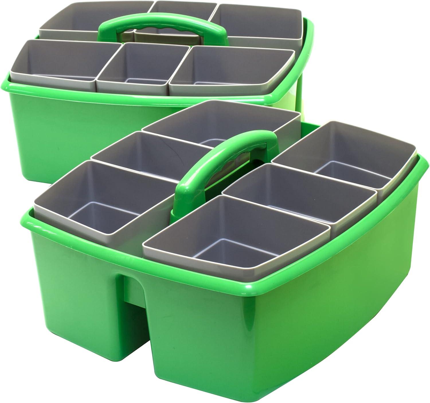 imageStorex Classroom Craft Caddy 3 Compartment Plastic Organizer with Carry Handle Assorted Colors 925 x 525 x 925 Inch Case of Six 5Packs 00941U06CGreen
