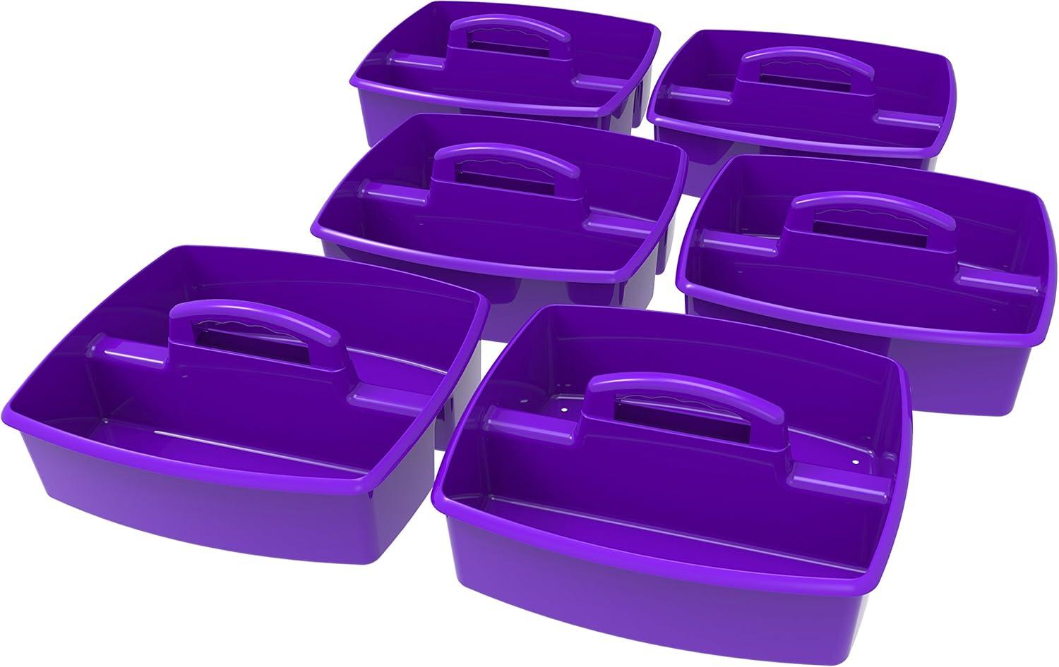 imageStorex Classroom Craft Caddy 3 Compartment Plastic Organizer with Carry Handle Assorted Colors 925 x 525 x 925 Inch Case of Six 5Packs 00941U06CPurple