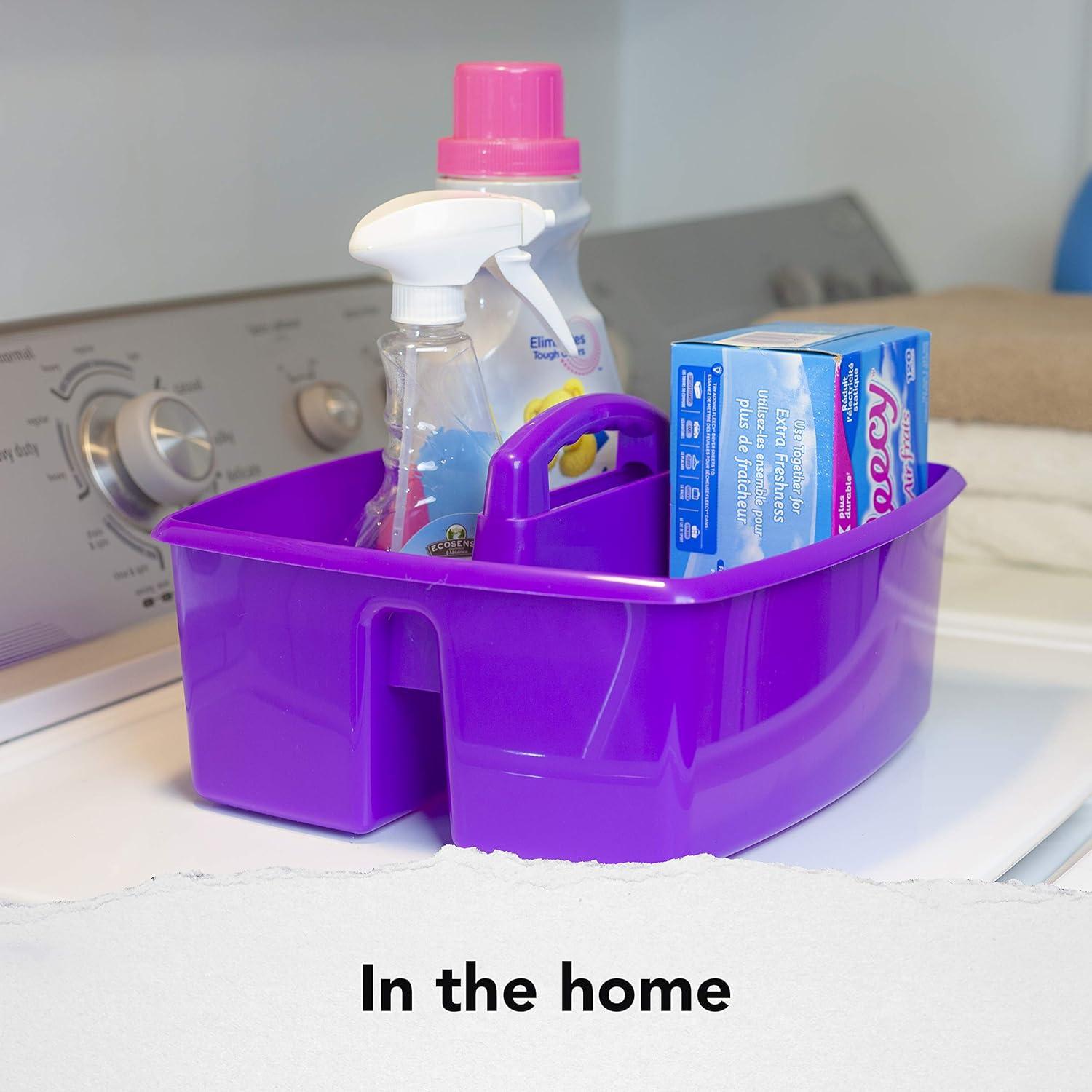 imageStorex Classroom Craft Caddy 3 Compartment Plastic Organizer with Carry Handle Assorted Colors 925 x 525 x 925 Inch Case of Six 5Packs 00941U06CPurple
