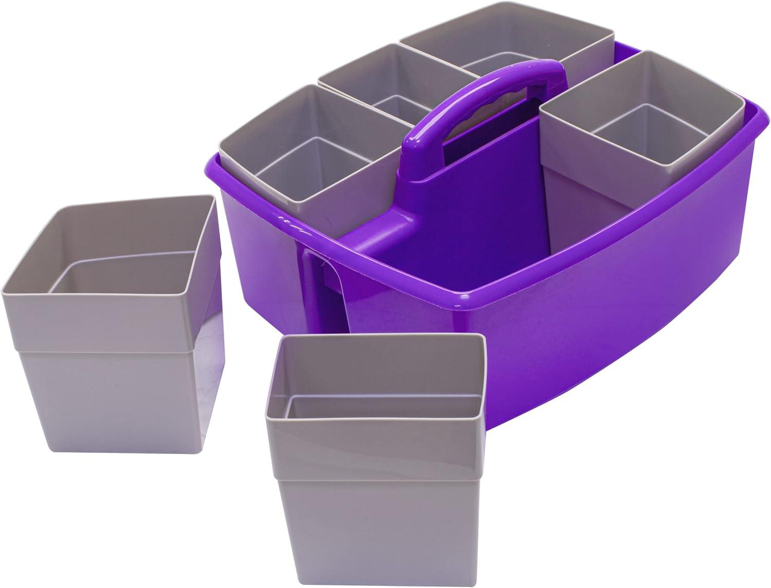 imageStorex Classroom Craft Caddy 3 Compartment Plastic Organizer with Carry Handle Assorted Colors 925 x 525 x 925 Inch Case of Six 5Packs 00941U06CPurple