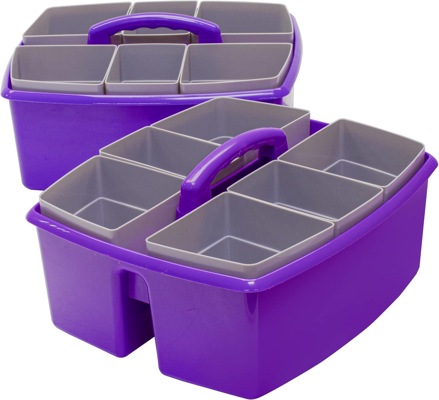 imageStorex Classroom Craft Caddy 3 Compartment Plastic Organizer with Carry Handle Assorted Colors 925 x 525 x 925 Inch Case of Six 5Packs 00941U06CPurple