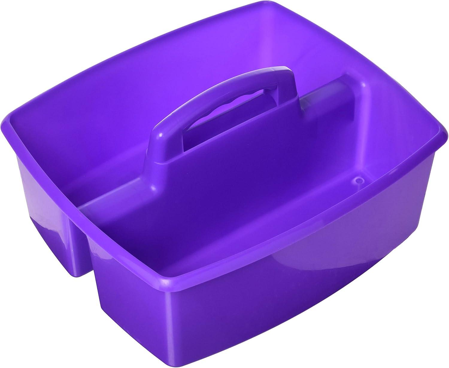 imageStorex Classroom Craft Caddy 3 Compartment Plastic Organizer with Carry Handle Assorted Colors 925 x 525 x 925 Inch Case of Six 5Packs 00941U06CPurple