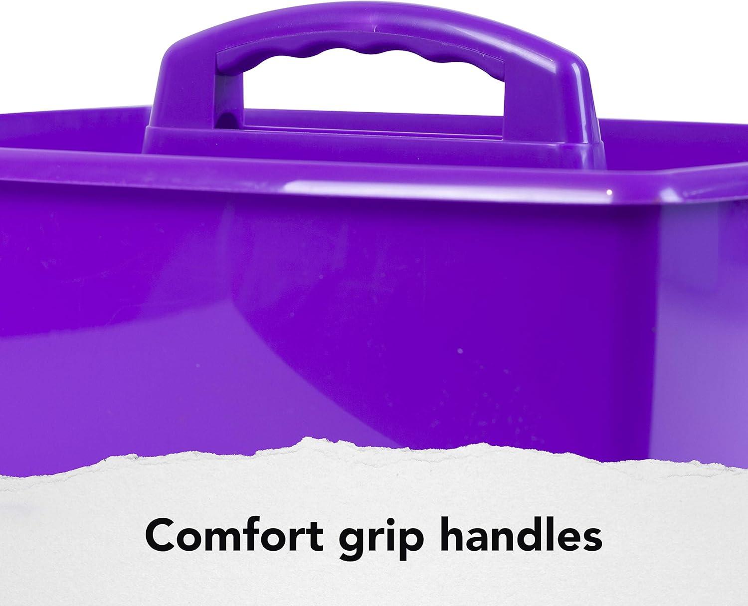 imageStorex Classroom Craft Caddy 3 Compartment Plastic Organizer with Carry Handle Assorted Colors 925 x 525 x 925 Inch Case of Six 5Packs 00941U06CPurple