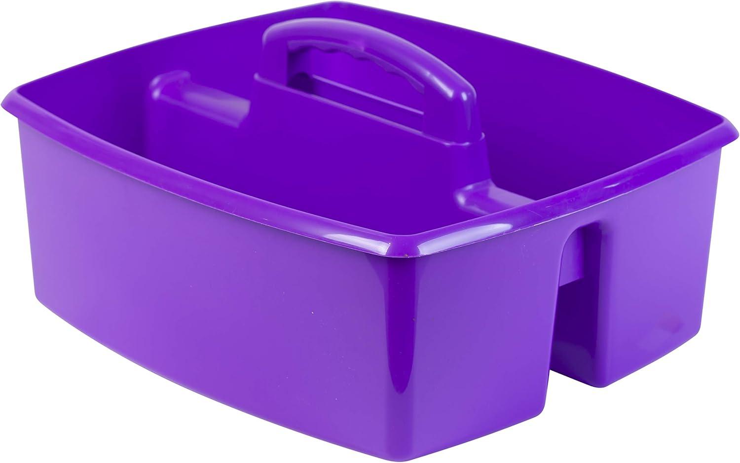 imageStorex Classroom Craft Caddy 3 Compartment Plastic Organizer with Carry Handle Assorted Colors 925 x 525 x 925 Inch Case of Six 5Packs 00941U06CPurple