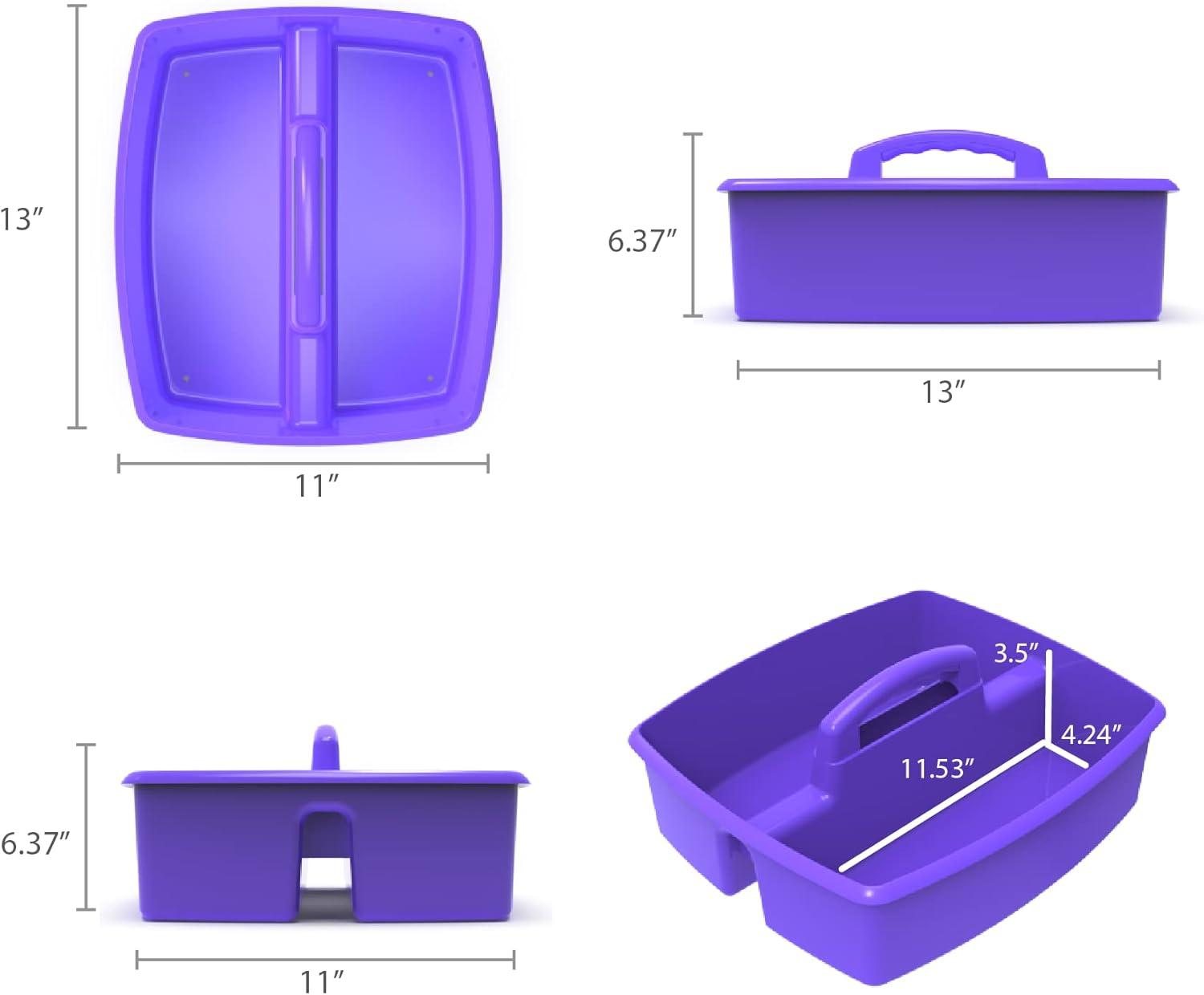 imageStorex Classroom Craft Caddy 3 Compartment Plastic Organizer with Carry Handle Assorted Colors 925 x 525 x 925 Inch Case of Six 5Packs 00941U06CPurple