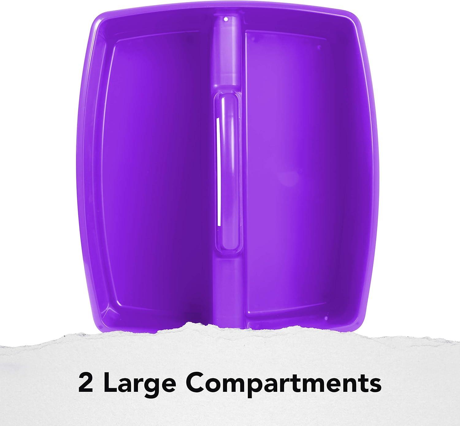 imageStorex Classroom Craft Caddy 3 Compartment Plastic Organizer with Carry Handle Assorted Colors 925 x 525 x 925 Inch Case of Six 5Packs 00941U06CPurple