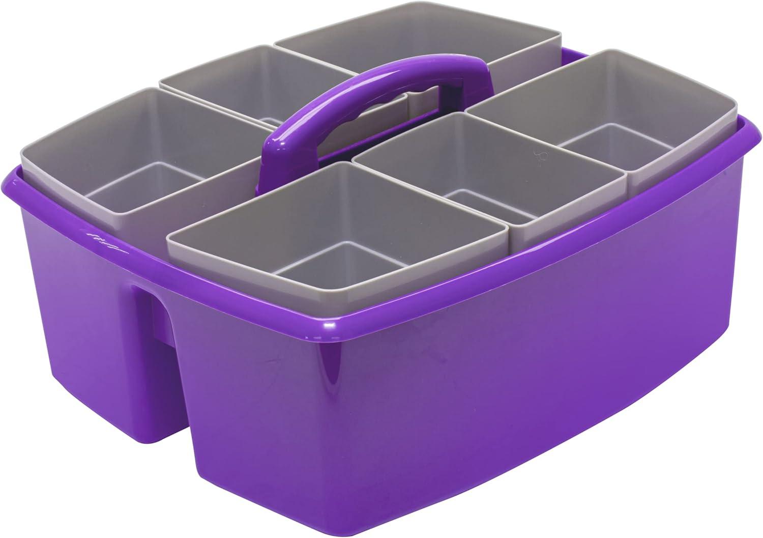 imageStorex Classroom Craft Caddy 3 Compartment Plastic Organizer with Carry Handle Assorted Colors 925 x 525 x 925 Inch Case of Six 5Packs 00941U06CPurple
