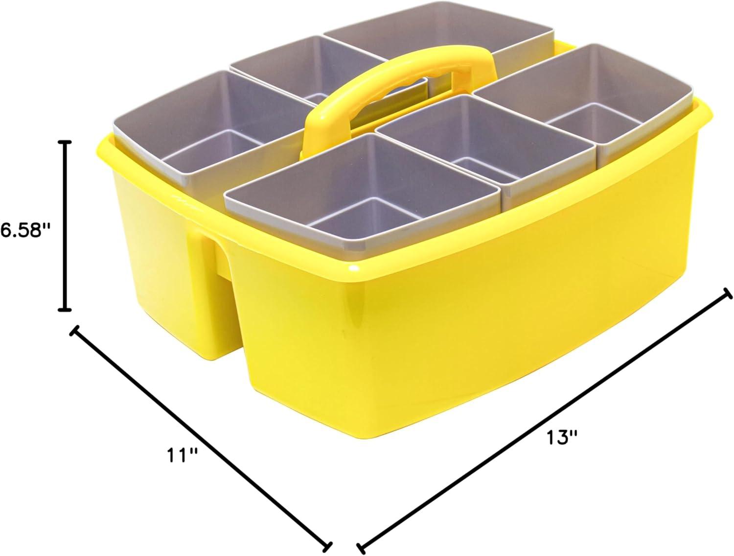 imageStorex Classroom Craft Caddy 3 Compartment Plastic Organizer with Carry Handle Assorted Colors 925 x 525 x 925 Inch Case of Six 5Packs 00941U06CYellow