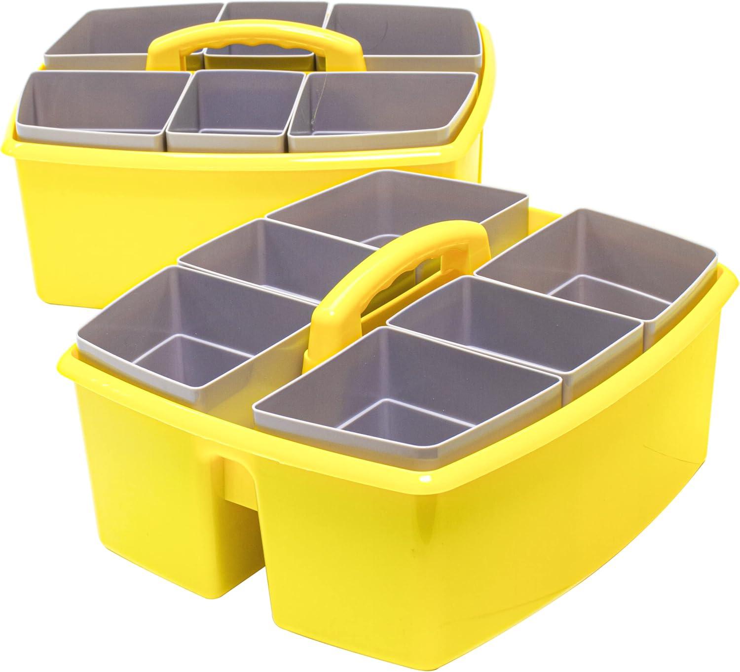 imageStorex Classroom Craft Caddy 3 Compartment Plastic Organizer with Carry Handle Assorted Colors 925 x 525 x 925 Inch Case of Six 5Packs 00941U06CYellow