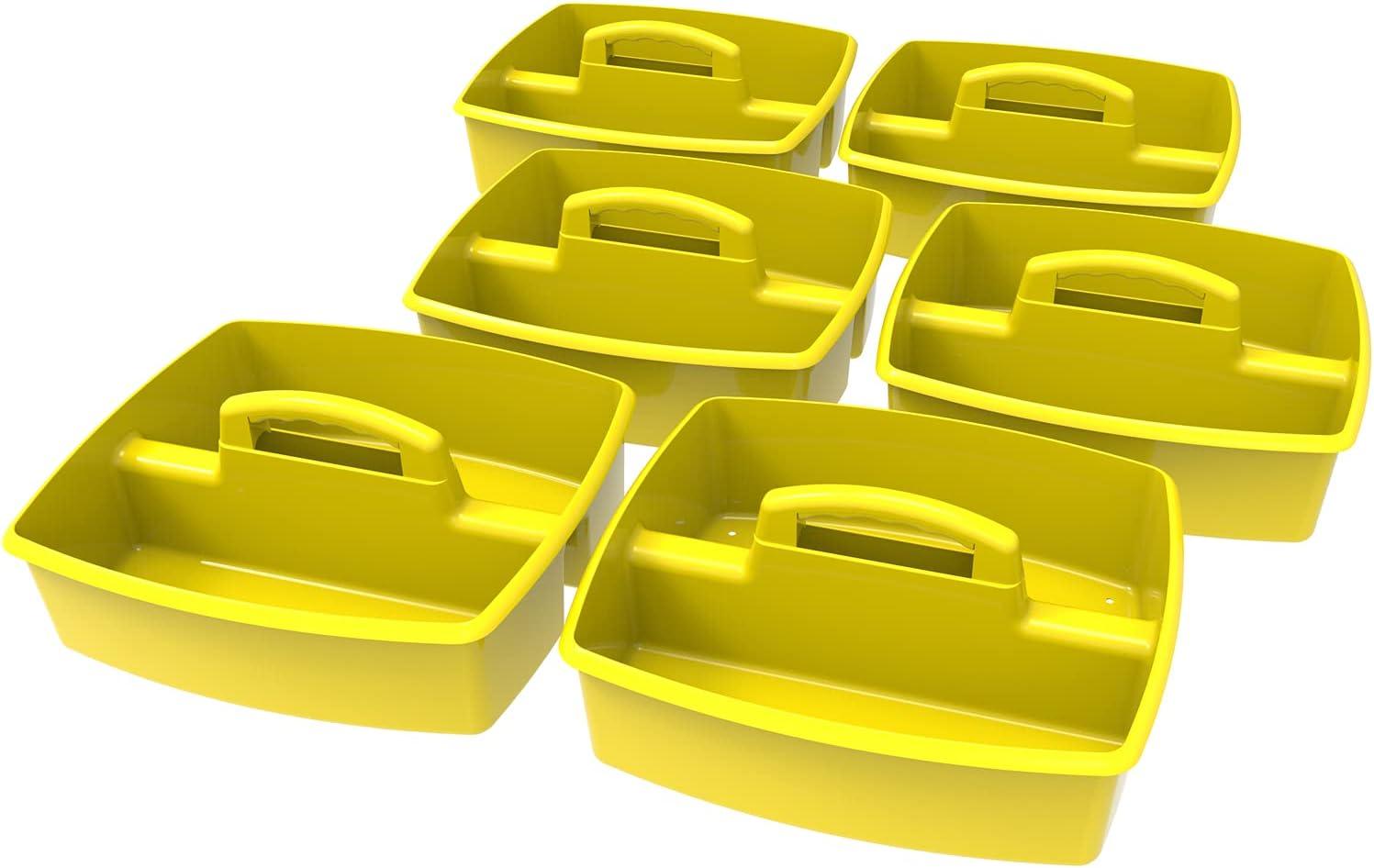 imageStorex Classroom Craft Caddy 3 Compartment Plastic Organizer with Carry Handle Assorted Colors 925 x 525 x 925 Inch Case of Six 5Packs 00941U06CYellow