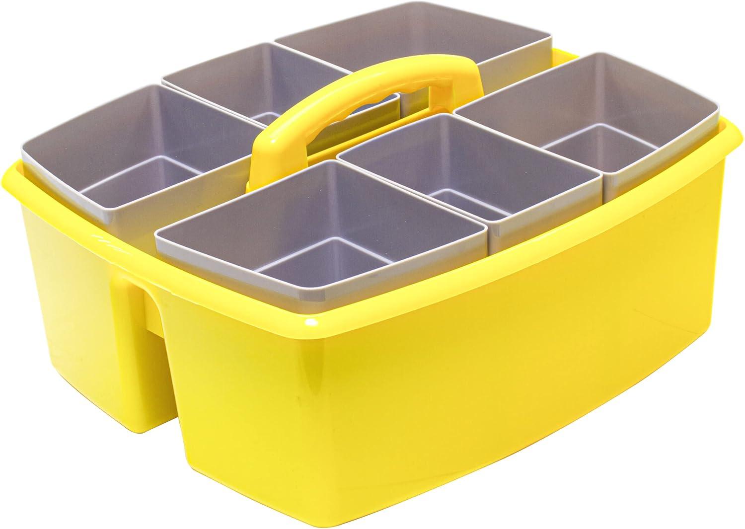 imageStorex Classroom Craft Caddy 3 Compartment Plastic Organizer with Carry Handle Assorted Colors 925 x 525 x 925 Inch Case of Six 5Packs 00941U06CYellow