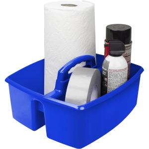 Storex 3-Compartment Small Caddy – Multipurpose Classroom Organizer with Handle, Assorted STEAM Colors, 6-Pack (00940A06C)(Blue)