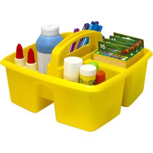 Storex 3-Compartment Small Caddy – Multipurpose Classroom Organizer with Handle, Assorted STEAM Colors, 6-Pack (00940A06C)(Lemon)