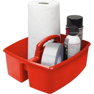Storex 3-Compartment Small Caddy – Multipurpose Classroom Organizer with Handle, Assorted STEAM Colors, 6-Pack (00940A06C)(Red)