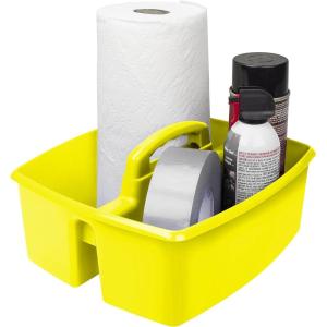 Storex 3-Compartment Small Caddy – Multipurpose Classroom Organizer with Handle, Assorted STEAM Colors, 6-Pack (00940A06C)(Yellow)