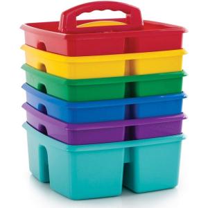Storex Classroom Caddy, 9.25 x 9.25 x 5.25 Inches, Assorted Colors, Color Assortment Will Vary, Case of 6 (00940U06C), Small Caddy(Assorted)
