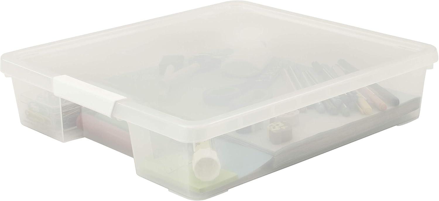 imageStorex Classroom Craft Project Box Stacking Plastic Organizer Fits 12x12 Scrapbooking Paper Clear 5Pack 63209U05C