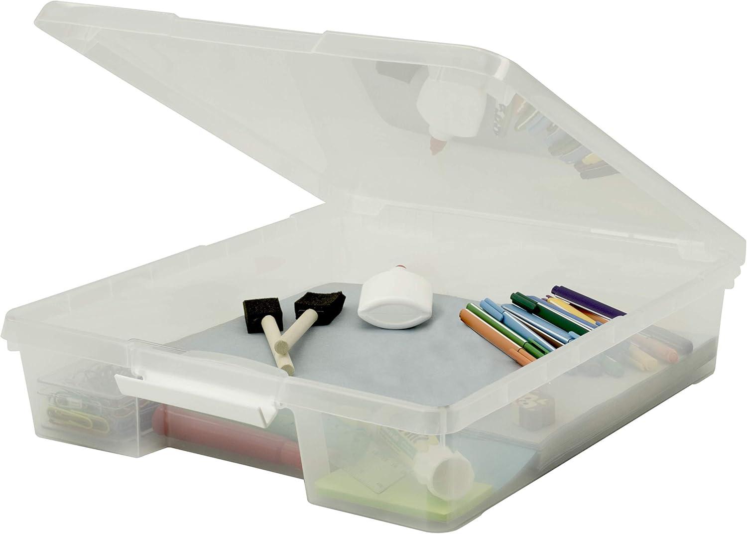 imageStorex Classroom Craft Project Box Stacking Plastic Organizer Fits 12x12 Scrapbooking Paper Clear 5Pack 63209U05C