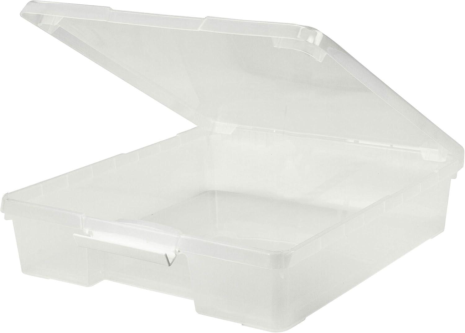 imageStorex Classroom Craft Project Box Stacking Plastic Organizer Fits 12x12 Scrapbooking Paper Clear 5Pack 63209U05C