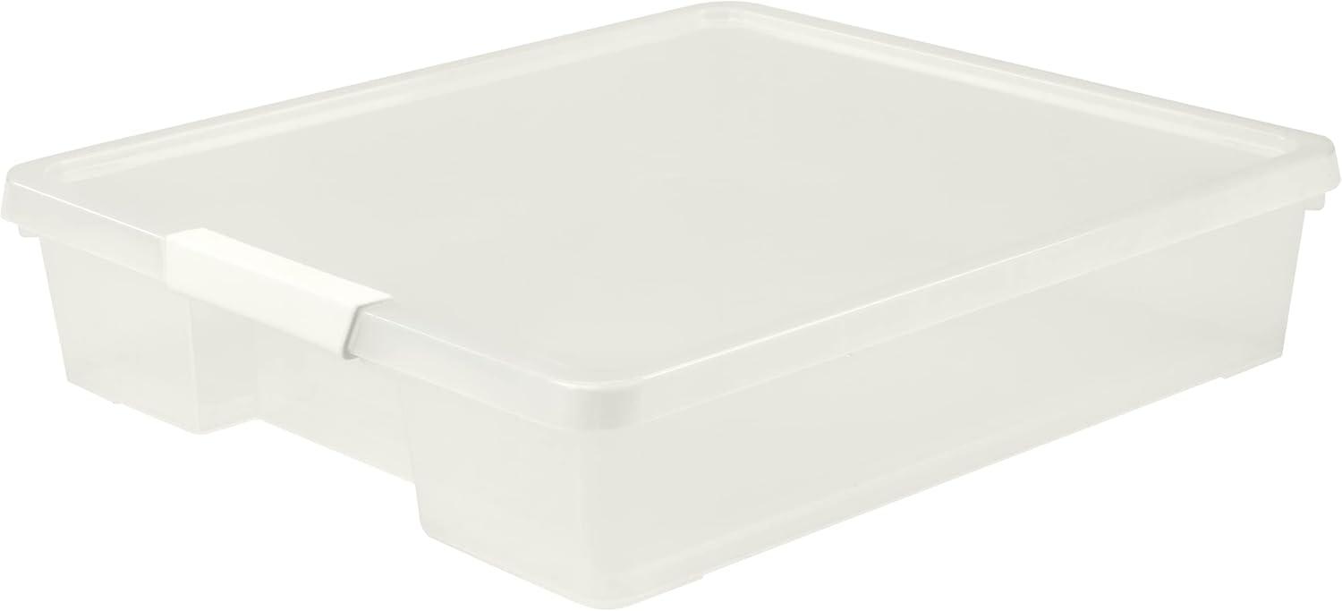 imageStorex Classroom Craft Project Box Stacking Plastic Organizer Fits 12x12 Scrapbooking Paper Clear 5Pack 63209U05C
