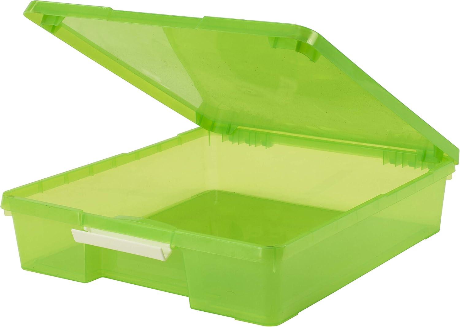 imageStorex Classroom Craft Project Box Stacking Plastic Organizer Fits 12x12 Scrapbooking Paper Green 5Pack 63207U05C