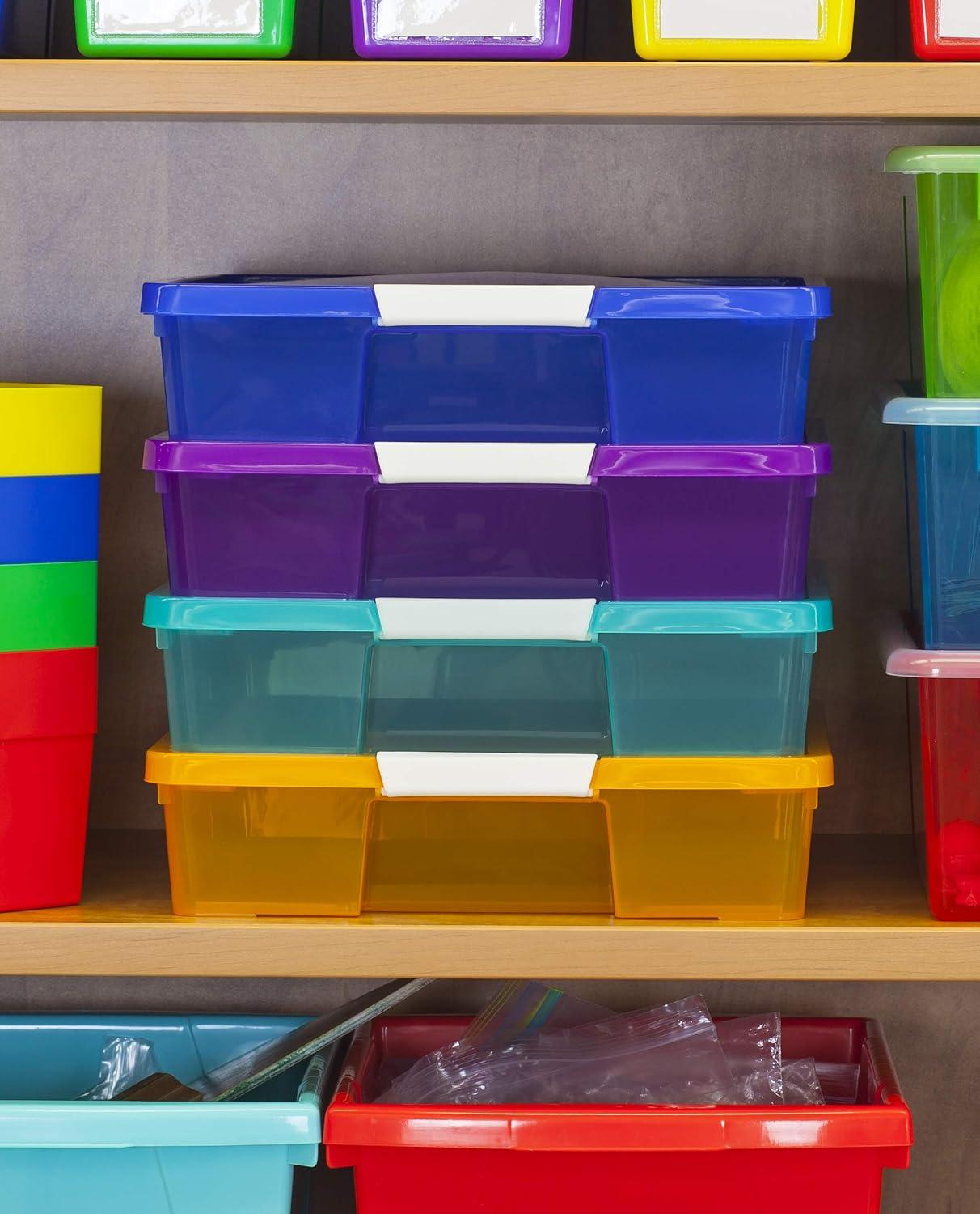 imageStorex Classroom Craft Project Box Stacking Plastic Organizer Fits 12x12 Scrapbooking Paper Red 5Pack 63204U05C