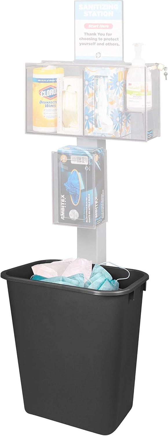 imageStorex 7 Gallon Waste Basket for Gloves and Sanitizing Wipes SilverIon Technology Black Pack of 6Black